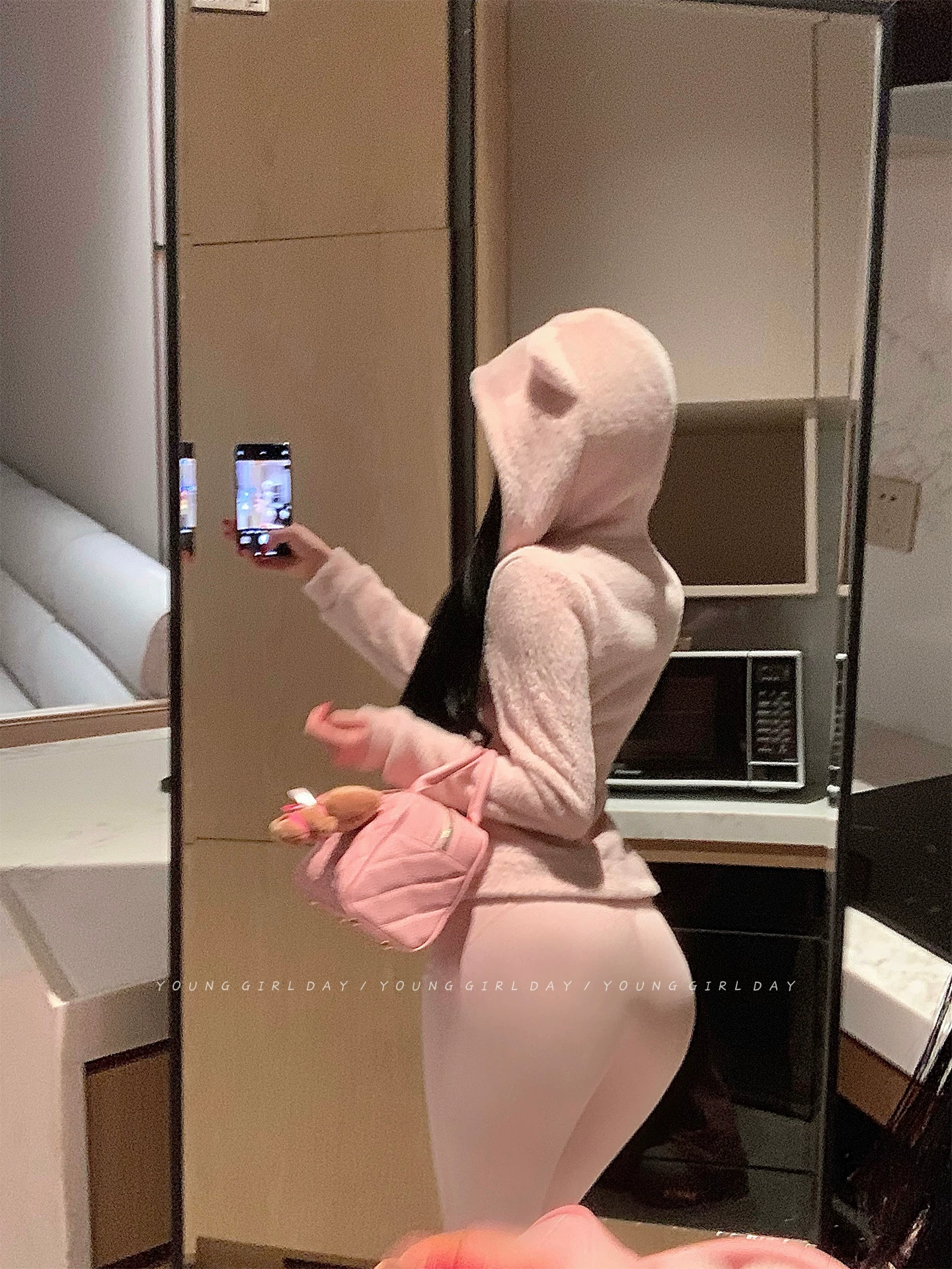 YoungGirlDay khao khát thuần khiết phong cách nhẹ nhàng có mũ trùm tai nhỏ có khóa kéo vừa vặn vừa vặn áo khoác nỉ ấm áp sang trọng