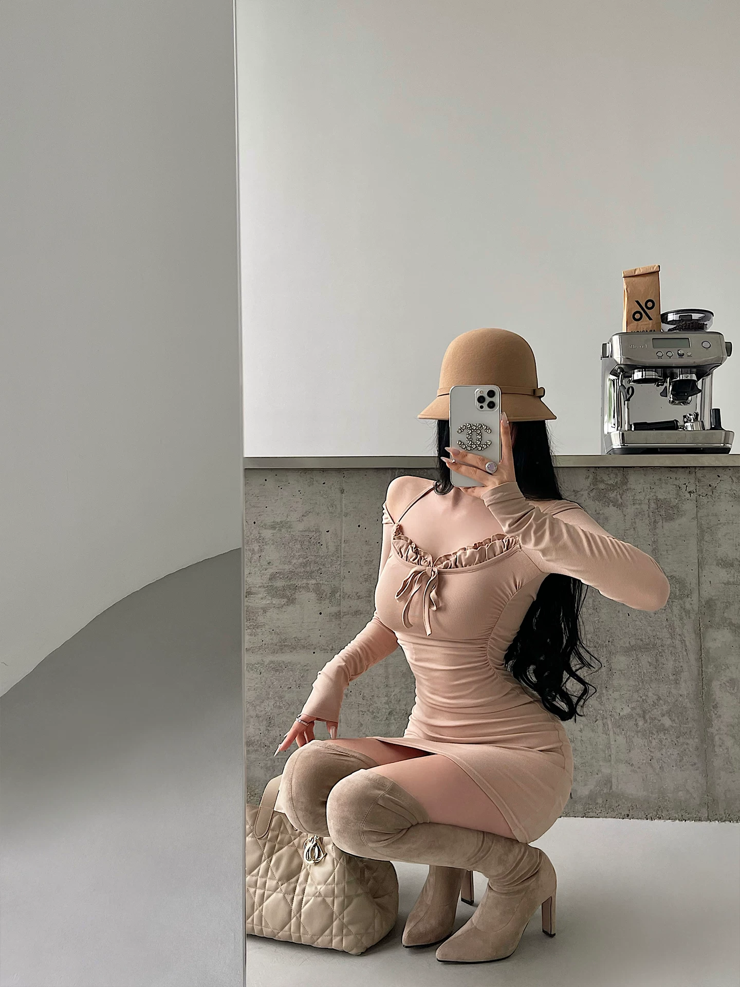 YoungGirlDay Váy ngắn bó sát eo dài tay, có dây buộc cổ, dành cho cô gái gợi cảm