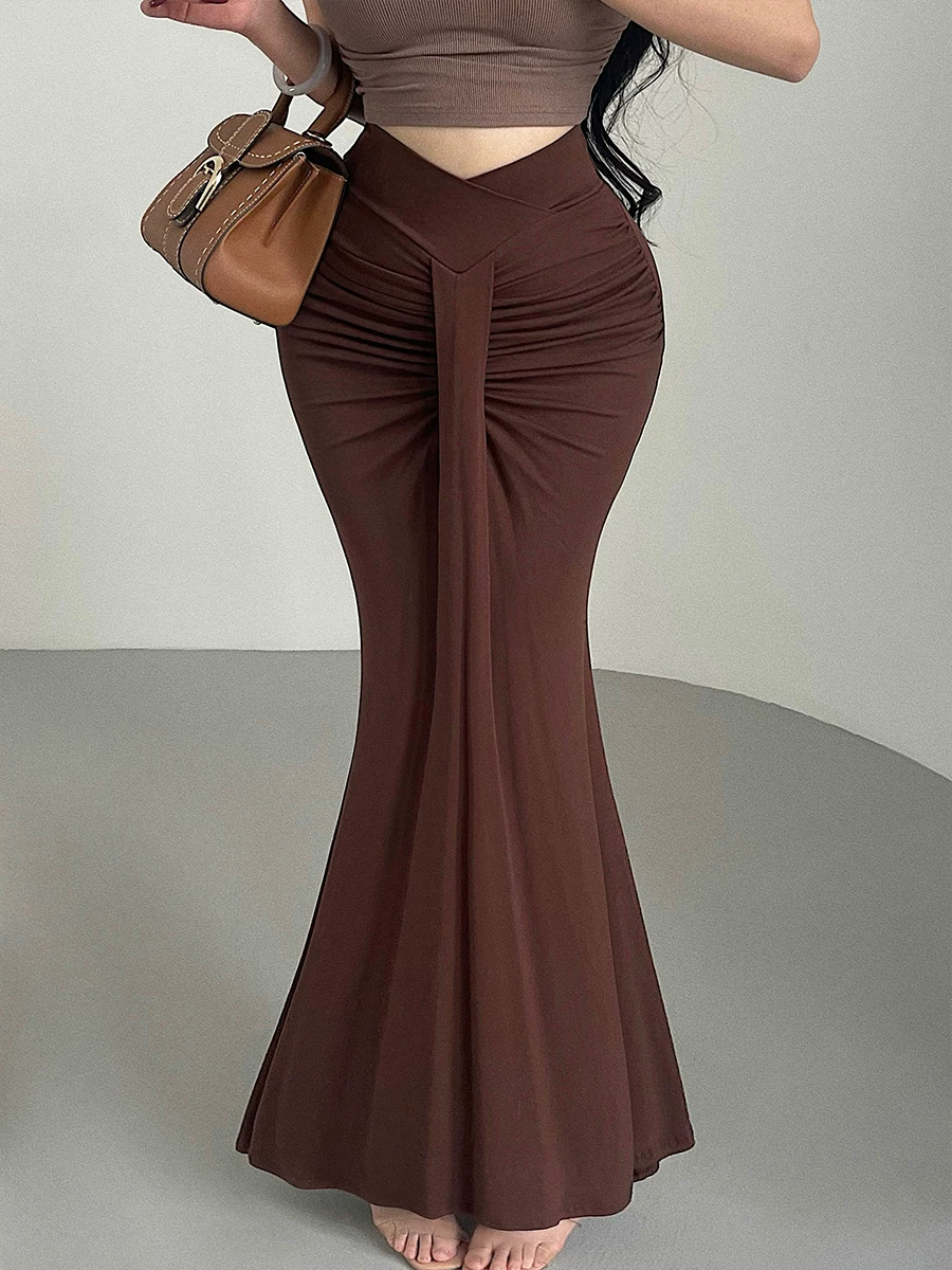 YoungGirlDay Pure Desire Style Váy dài kiểu dáng ôm sát eo chữ V gợi cảm kiểu dáng ôm sát eo dài.