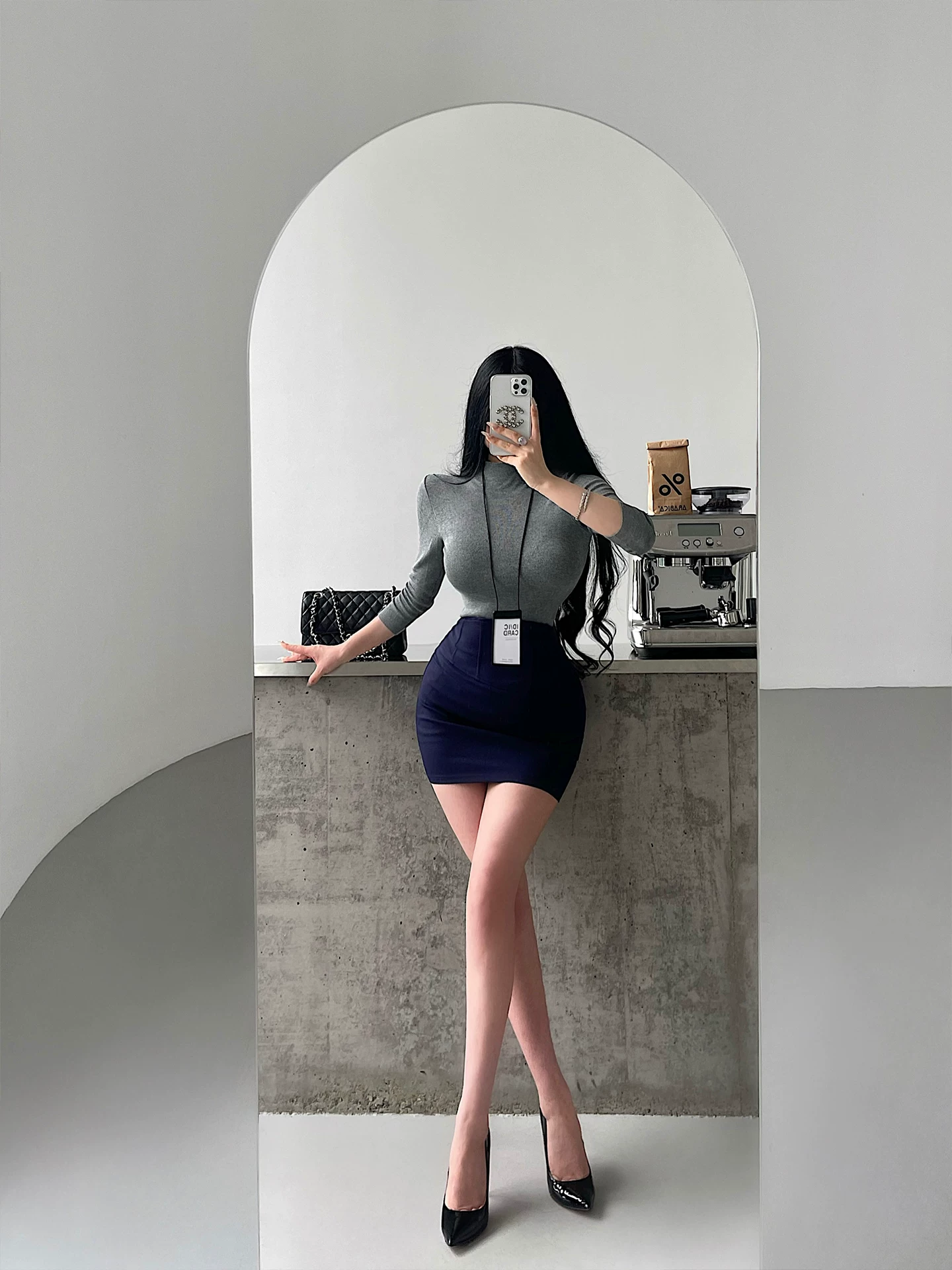 YoungGirlDay Phong cách Hàn Quốc thuần khiết gợi cảm, váy ngắn ôm sát eo, nâng mông, giảm mỡ bụng, chống lộ hàng.