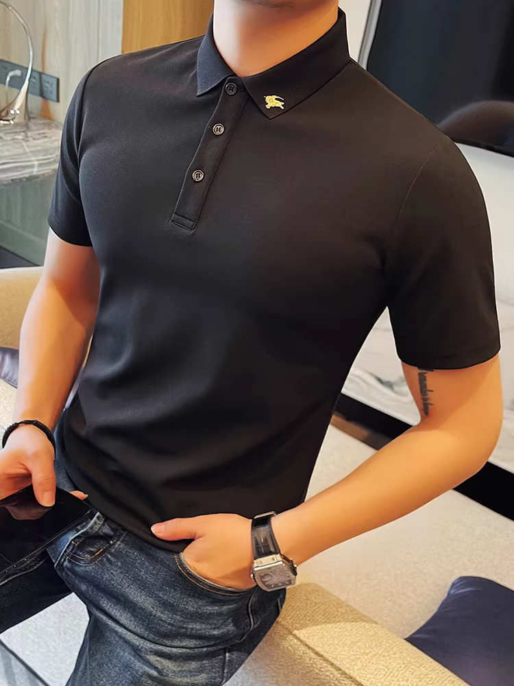 Áo thun nam tay ngắn, kiểu dáng mỏng mùa hè, xu hướng thời trang cao cấp, ôm dáng, đa năng, áo sơ mi giản dị và đẹp trai.