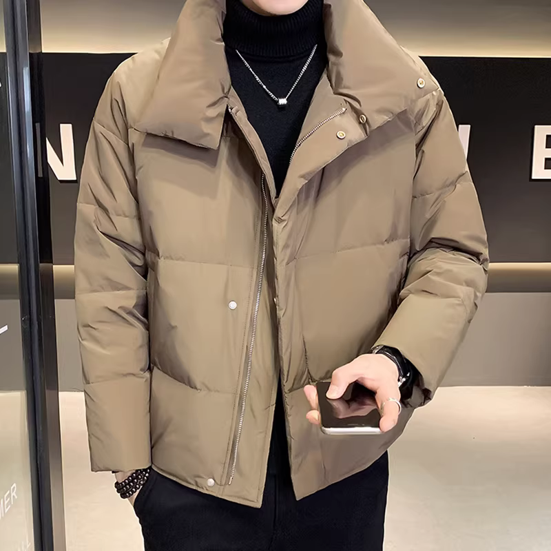 Áo khoác phao cổ đứng dày dặn dành cho nam, kiểu dáng thời thượng mới mùa đông 2025, kiểu dáng thời trang, áo khoác mùa đông ngắn ấm áp.