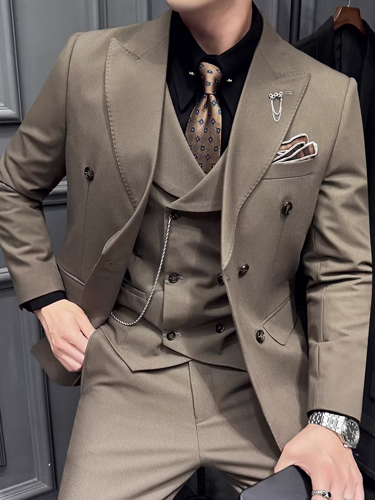 Vest nam hai hàng khuy, kiểu dáng Hàn Quốc cao cấp ôm dáng, vest cưới lịch lãm, vest công sở, vest ba mảnh