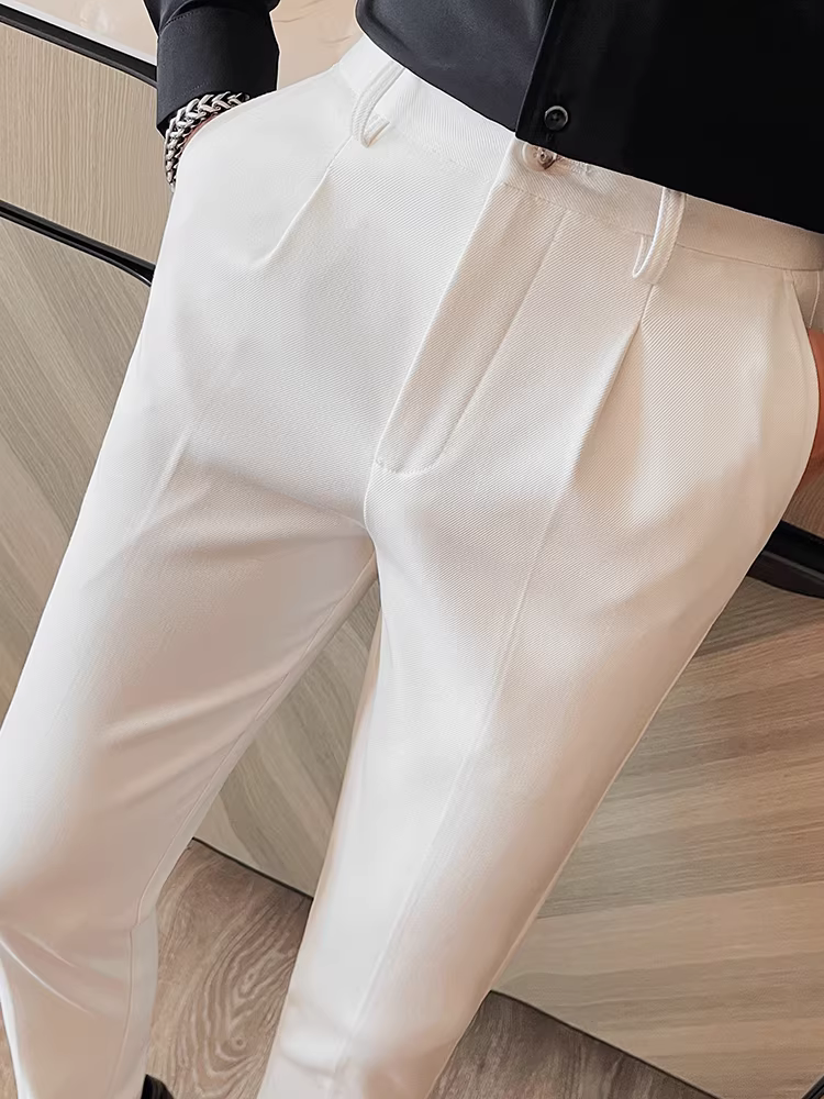 Quần âu nam cao cấp mùa xuân thu, quần dài trắng mới, kiểu dáng Hàn Quốc ôm dáng, quần âu công sở chống nhăn.
