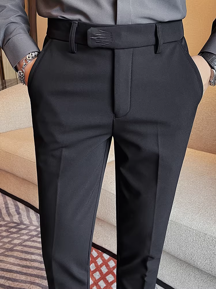 Quần âu nam lót lông cừu mùa thu đông, quần âu cao cấp, kiểu dáng đa năng, ôm dáng, ống côn, không nhăn.