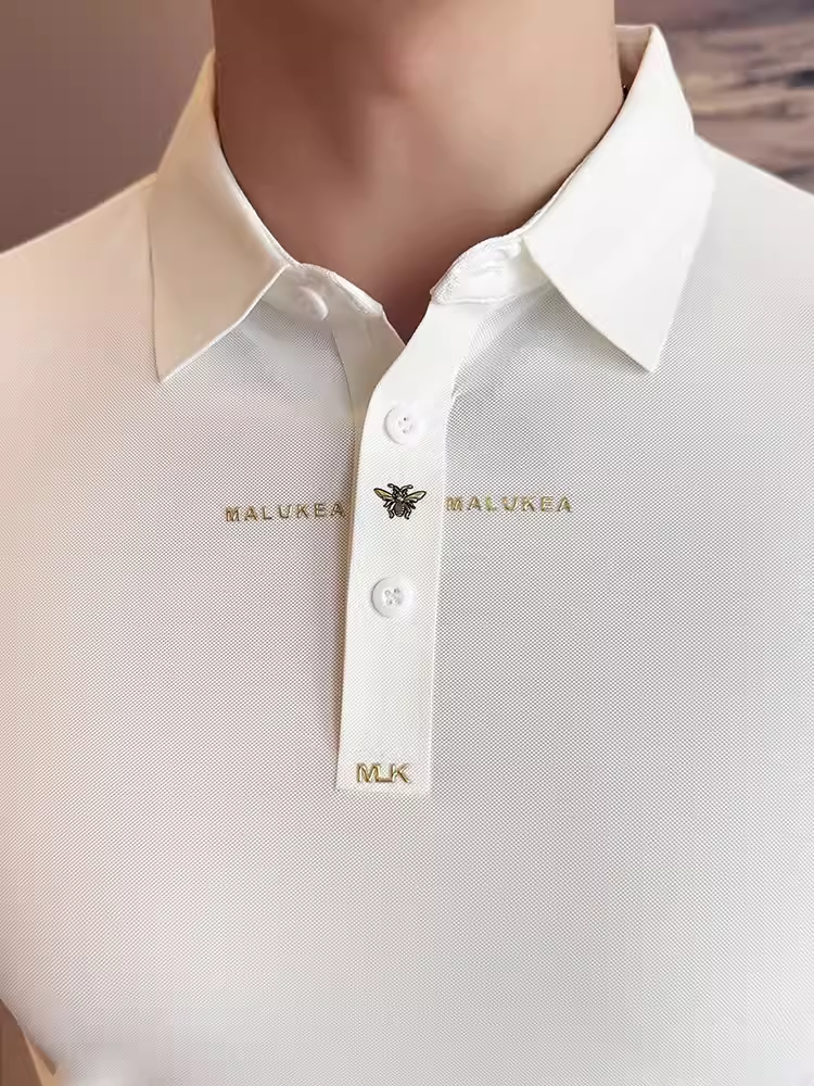 Áo polo nam tay ngắn chất liệu lụa đá cao cấp, thêu tay, kiểu dáng mùa hè mới, áo thun cổ trụ lịch lãm cao cấp.