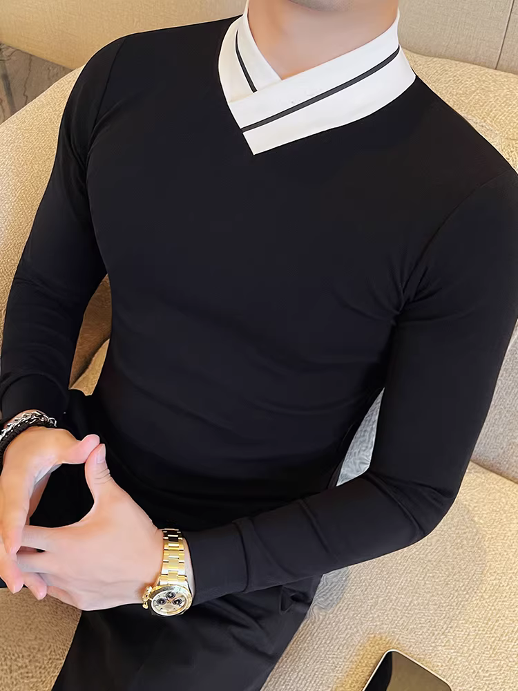 Áo thun nam cổ lọ nửa cao thiết kế thời trang thu đông 2025 chất lượng cao, ôm body, co giãn, tay dài