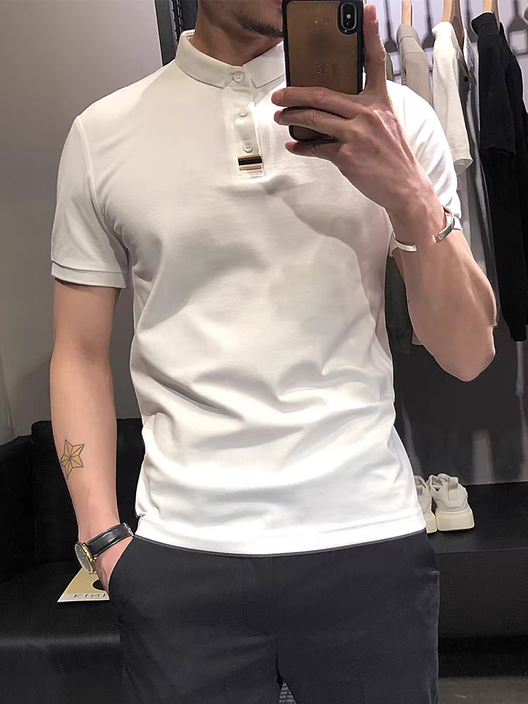 Áo thun polo nam tay ngắn cổ trụ phong cách Hàn Quốc thời trang ôm body kiểu Anh lịch lãm áo thun polo nửa tay
