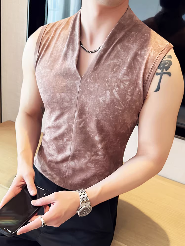 Áo gile nam chất liệu cotton nguyên chất, kiểu dáng mới hè 2025, áo thun không tay cá tính, ôm body, thoải mái, mát mẻ, thoáng khí.