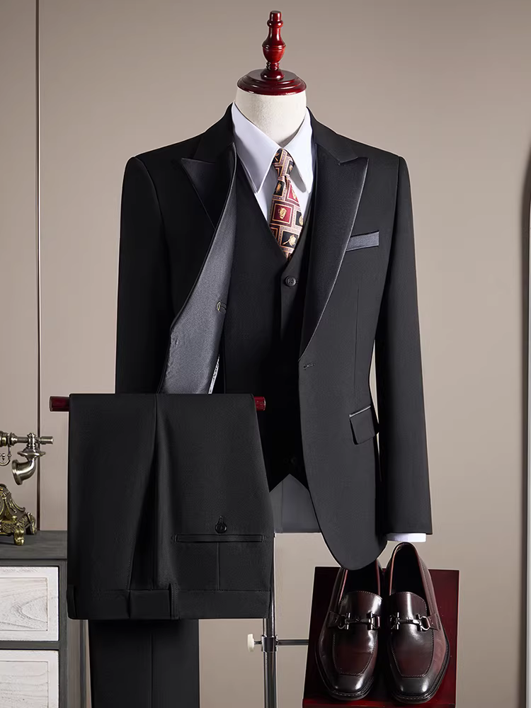 Bộ vest len nam, vest công sở lịch lãm, chất lượng cao, vest chú rể đám cưới, size lớn, bộ ba món