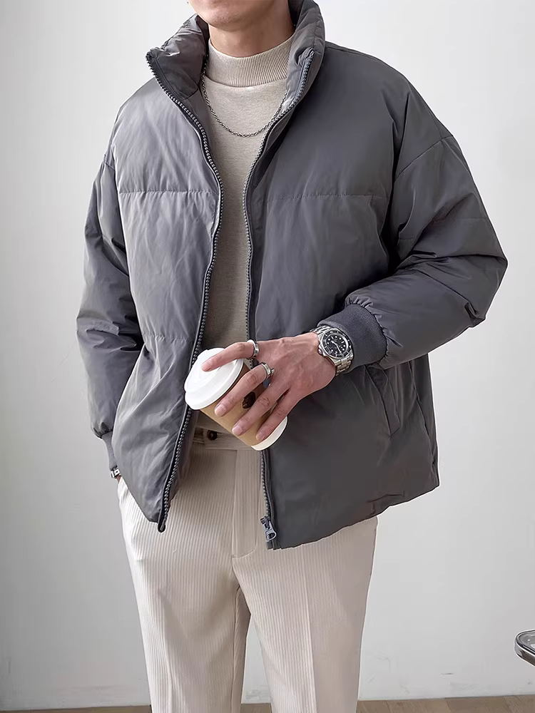 Áo khoác phao nhẹ dành cho nam, kiểu ngắn, thương hiệu thời thượng mới năm 2025, áo khoác nam mùa đông nhẹ nhàng, thời trang và hợp xu hướng.