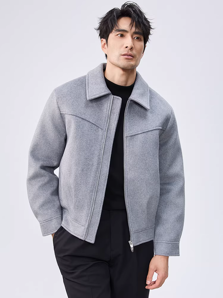 Áo khoác len nam, kiểu mới thu đông 2025, phong cách giản dị, thời trang, trưởng thành, dáng rộng, chất liệu len pha, áo khoác ngắn.