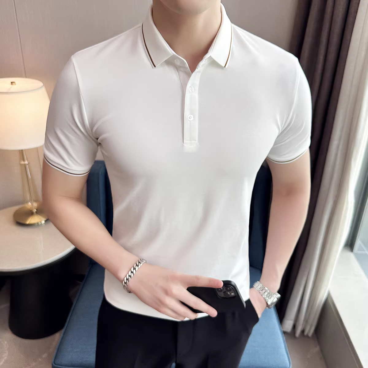 Áo polo nam cao cấp, kiểu dáng mỏng nhẹ mùa hè, ôm dáng thời trang, phong cách công sở lịch lãm, áo thun nửa tay lịch lãm