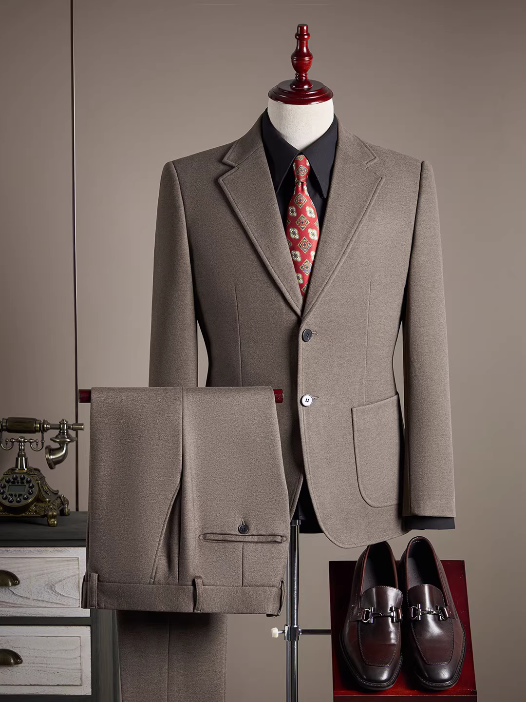 Bộ vest len nam dày dặn họa tiết bầu trời sao, chất lượng cao, kiểu dáng lịch sự, ôm dáng, size lớn, hai mảnh, thích hợp cho mùa thu đông