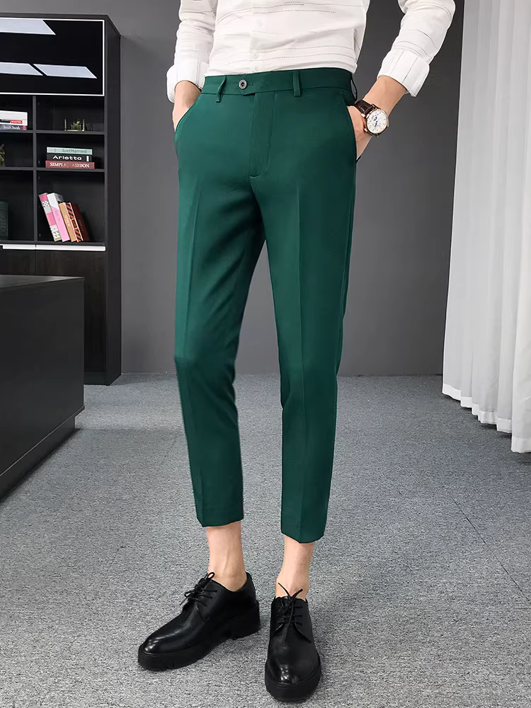 Quần nam kiểu Anh mùa hè, quần lửng thời trang dành cho nhà tạo mẫu tóc, quần lửng dáng ôm vừa vặn lịch lãm, quần âu lịch sự