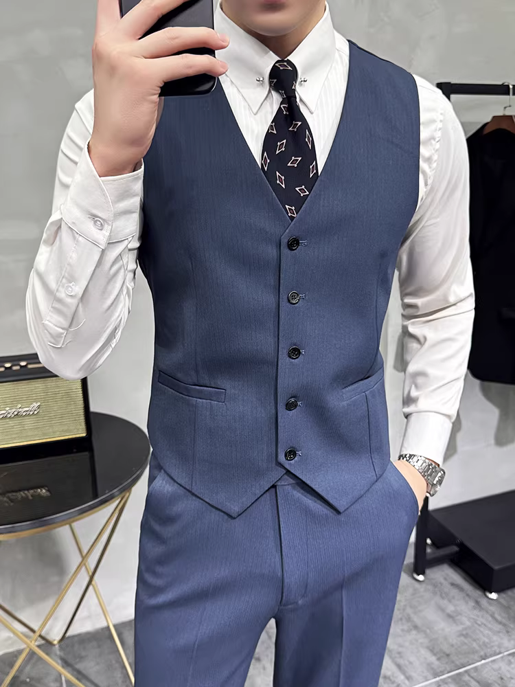 Áo vest nam phong cách Anh quốc mùa xuân thu mới, kiểu dáng công sở lịch lãm, thời trang, ôm dáng, đa năng, đẹp trai, phù hợp với phù rể trẻ.