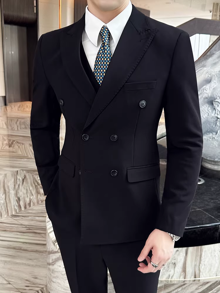 Vest nam hai hàng khuy, cao cấp, ôm dáng, thời trang, lịch sự, vest chú rể, vest ba mảnh