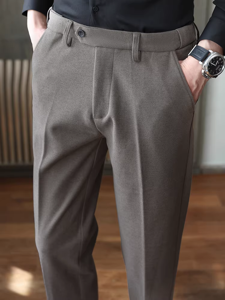 Quần len nam, dáng ôm, thu đông, chất liệu len chải dày, cao cấp, thời trang, sành điệu, quần dài thường ngày