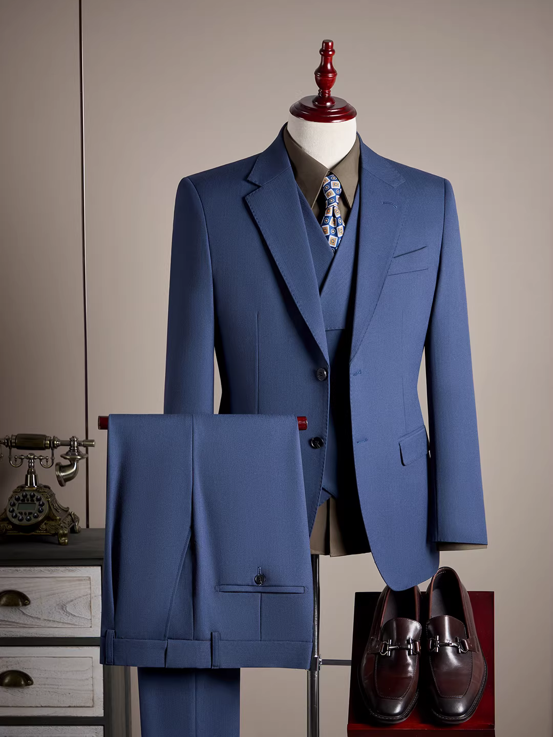 Bộ vest nam kiểu Ý, phối hạt cườm, sọc, cao cấp, lịch lãm, size lớn, bộ ba mảnh lịch sự.