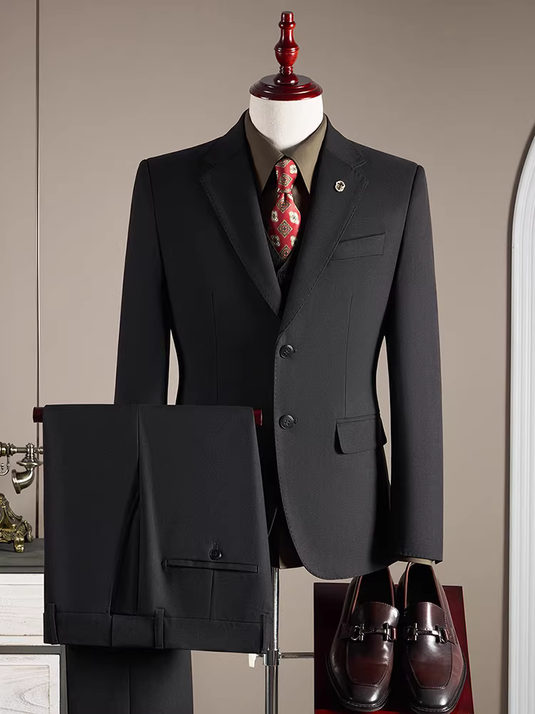 Bộ vest nam cao cấp 10% len, trang phục công sở lịch lãm, kiểu dáng ôm body, size lớn, vest chú rể cưới, bộ ba món