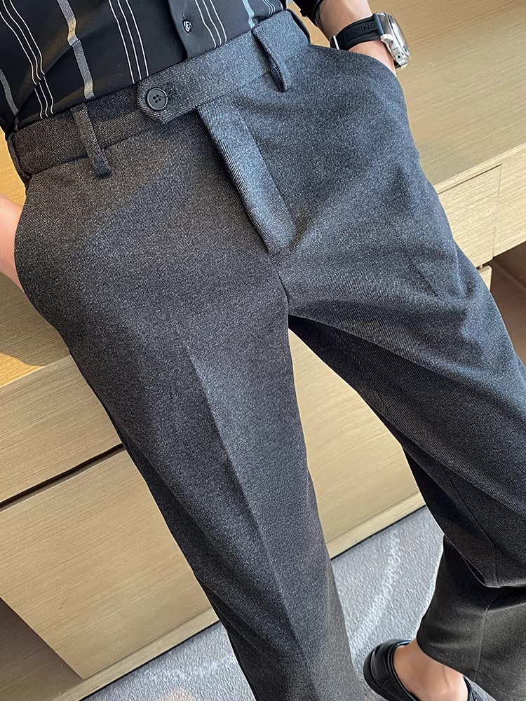 Quần tây len cao cấp cho nam, quần dày dặn mặc thường ngày cho mùa thu đông, thiết kế lưng thun, quần âu chất liệu mềm mại.
