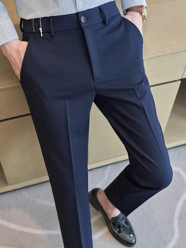 Quần âu nam thiết kế khóa kéo ở eo, kiểu dáng mới thu đông 2025, chất lượng cao, dễ chăm sóc.