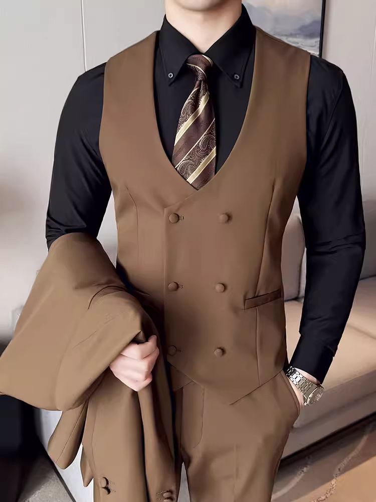 Áo vest nam hai hàng khuy, kiểu dáng lịch lãm cao cấp, thời trang và hợp xu hướng, vest cưới cho chú rể và phù rể.