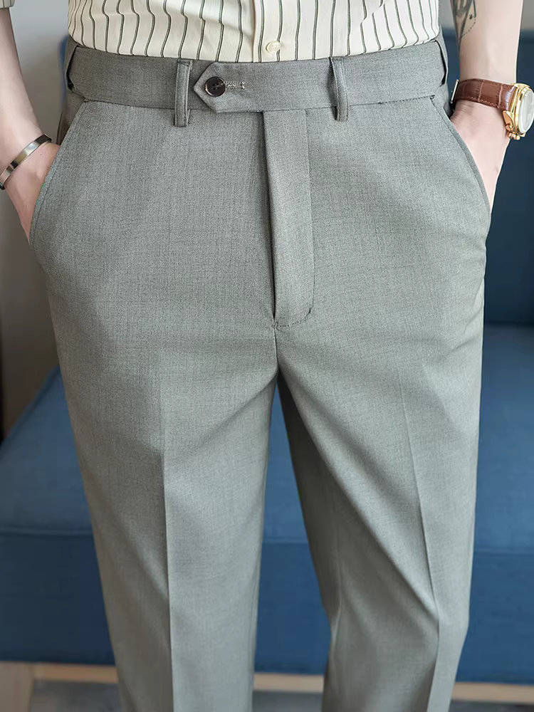 Quần âu nam lưng thun, thích hợp cho mọi mùa, chất liệu len pha cao cấp kiểu Ý, quần công sở lịch sự dễ chăm sóc.