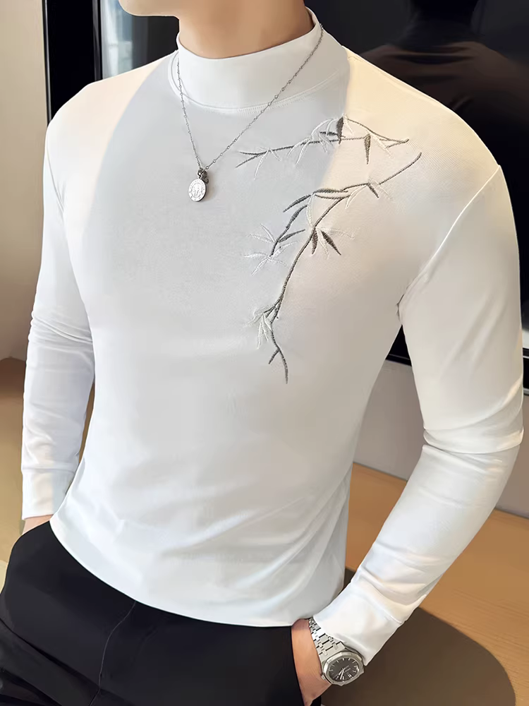Áo thun nam cổ cao nửa cổ, tay dài, cao cấp, co giãn, ôm dáng, đa năng, sành điệu, mát mẻ, áo thun cổ trung.