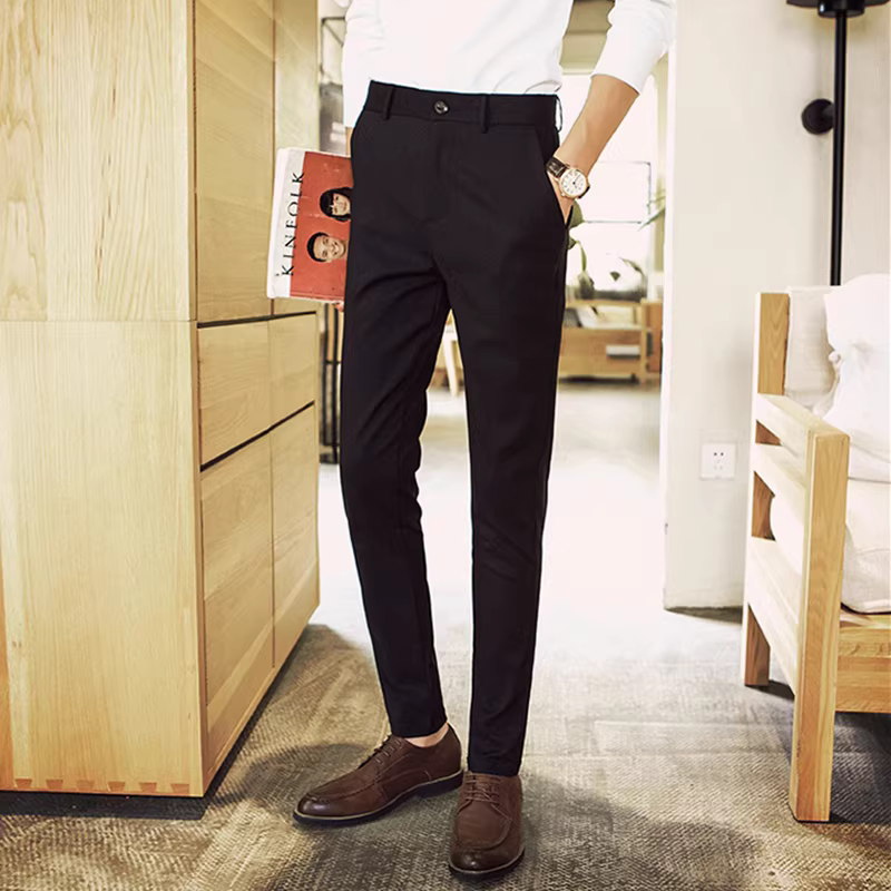 Quần âu nam, quần kiểu Hàn Quốc dáng ôm mới mùa xuân thu, quần tây nam công sở lịch lãm, quần dài dành cho nhà tạo mẫu tóc