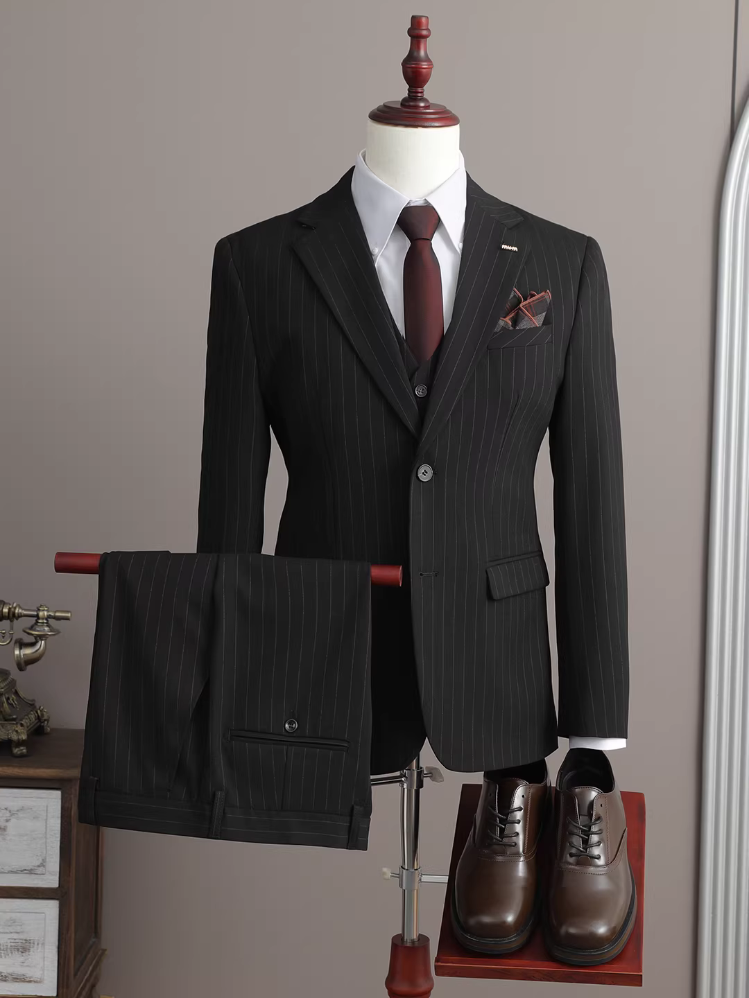 Bộ vest thu đông 2025 kẻ sọc, kiểu dáng thường ngày, công sở, size lớn