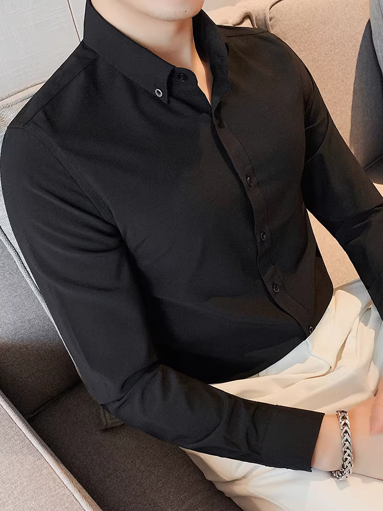 Áo sơ mi nam cao cấp, kiểu dáng xuân thu mới, ôm dáng, lịch lãm, phong cách công sở, trang phục công sở, áo sơ mi đa năng và hợp thời trang