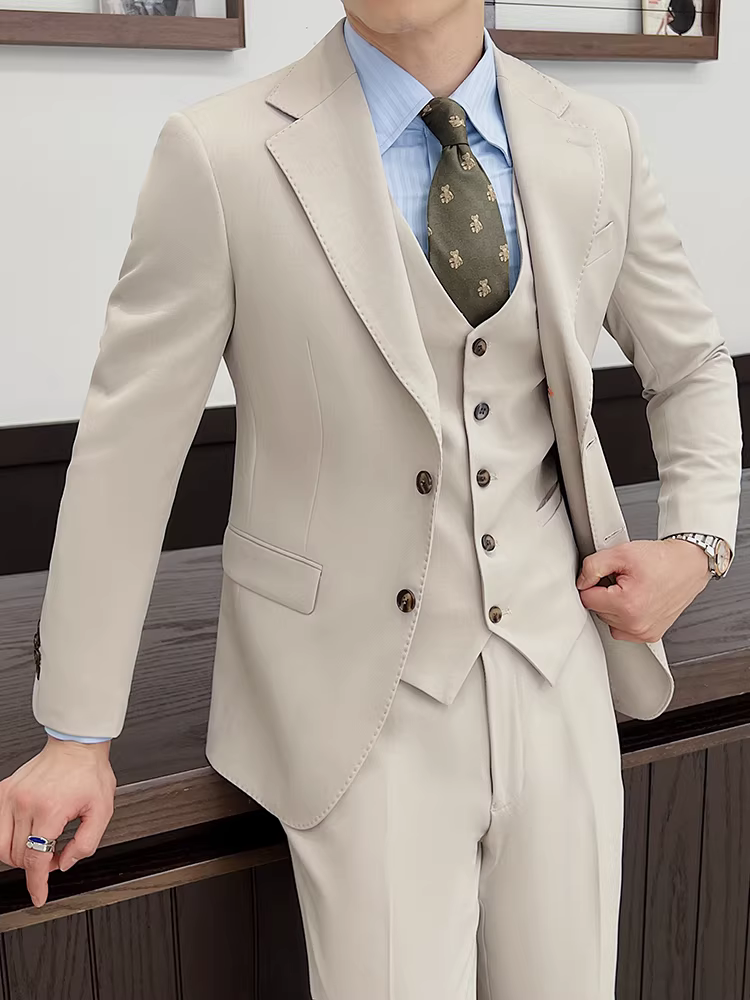 Áo vest nam cao cấp, kiểu dáng mới xuân thu, thời thượng, ôm dáng, lịch lãm, phong cách Hàn Quốc, trang phục công sở lịch sự, vest chú rể.