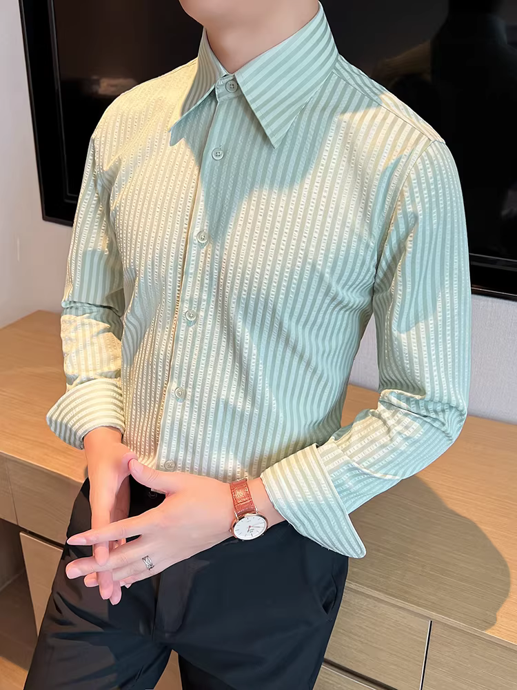 Áo sơ mi nam cổ nhọn kiểu Pháp, tay dài, phong cách công sở giản dị, cao cấp, ôm dáng, đẹp trai, áo trẻ trung đa năng