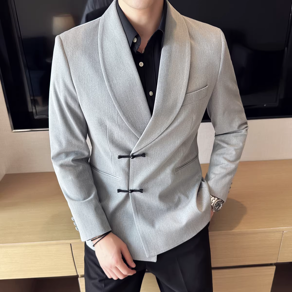 Áo khoác vest nam kiểu Trung Quốc, trang phục công sở lịch sự cao cấp, bộ vest phong cách Anh quốc đẹp trai dành cho tiệc chiêu đãi