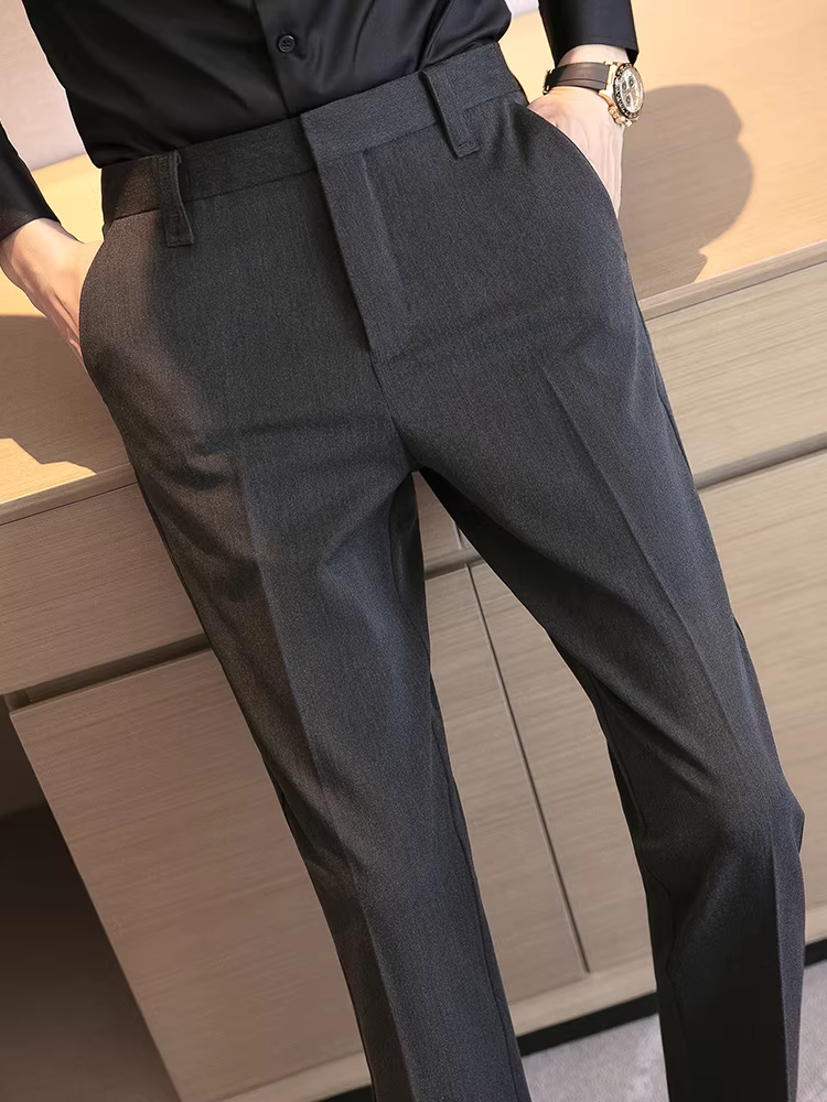 Quần âu nam cao cấp, dáng ôm dài, quần âu công sở không nhăn, kiểu dáng Anh, quần âu lịch sự.