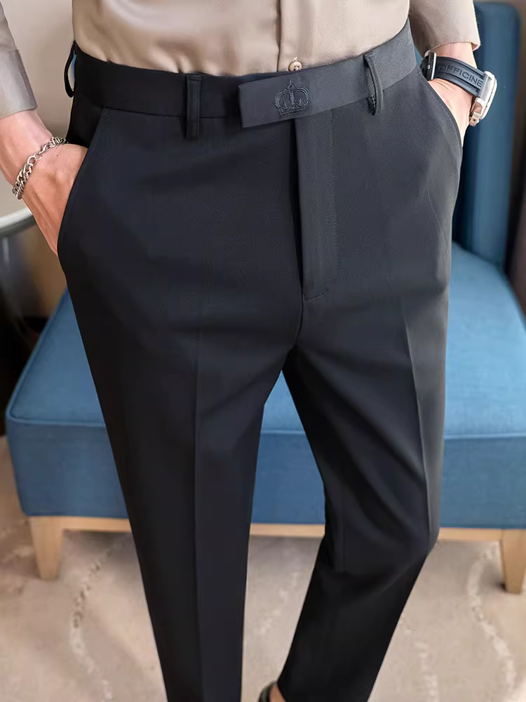 Quần âu nam thêu tay, thích hợp cho mùa xuân và mùa thu, quần tây công sở cao cấp, đa năng, thời trang, hợp xu hướng, kiểu dáng ôm body.