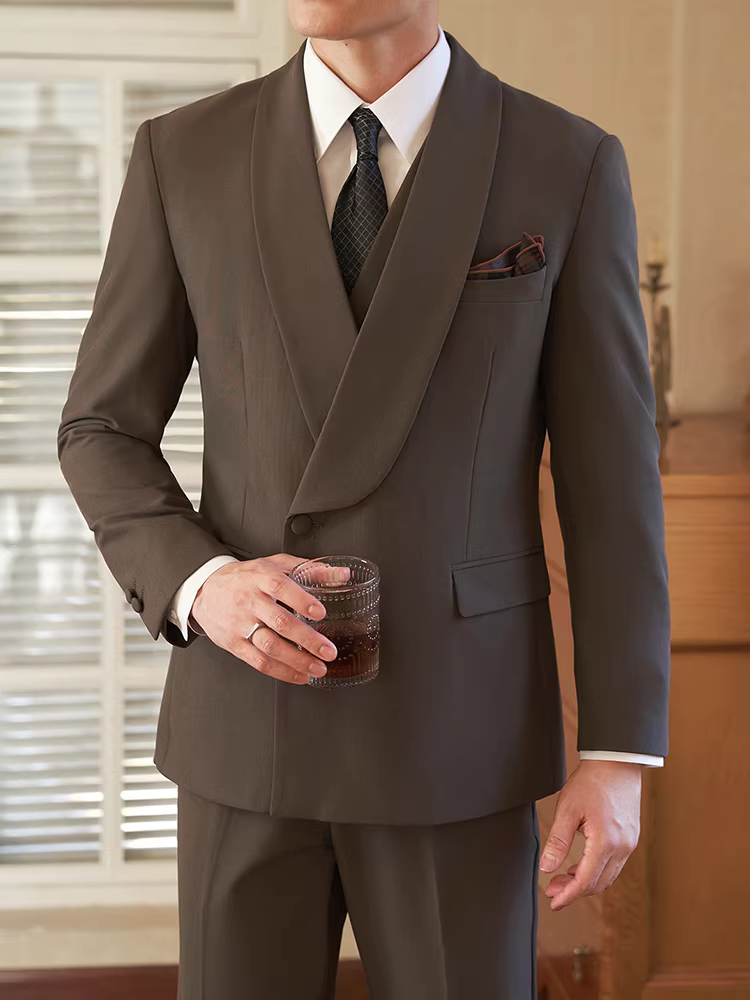 Bộ vest nam màu xanh lá cây kiểu Anh, dáng ôm, lịch lãm, phù hợp cho người dẫn chương trình, MC, tiệc cưới, trang phục công sở, bộ vest ba mảnh