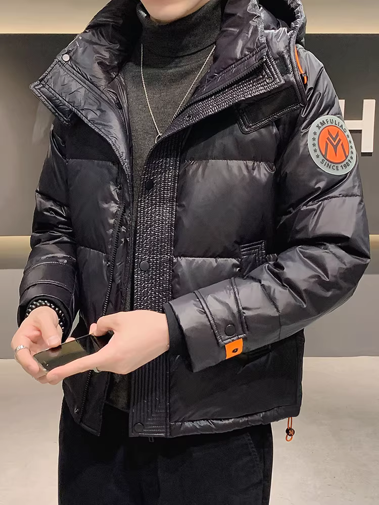 Áo khoác phao dày có mũ dành cho nam, mẫu mới 2024, thương hiệu thời thượng bán chạy, áo khoác mùa đông nhẹ và ấm áp, kiểu dáng thanh lịch và thời trang.