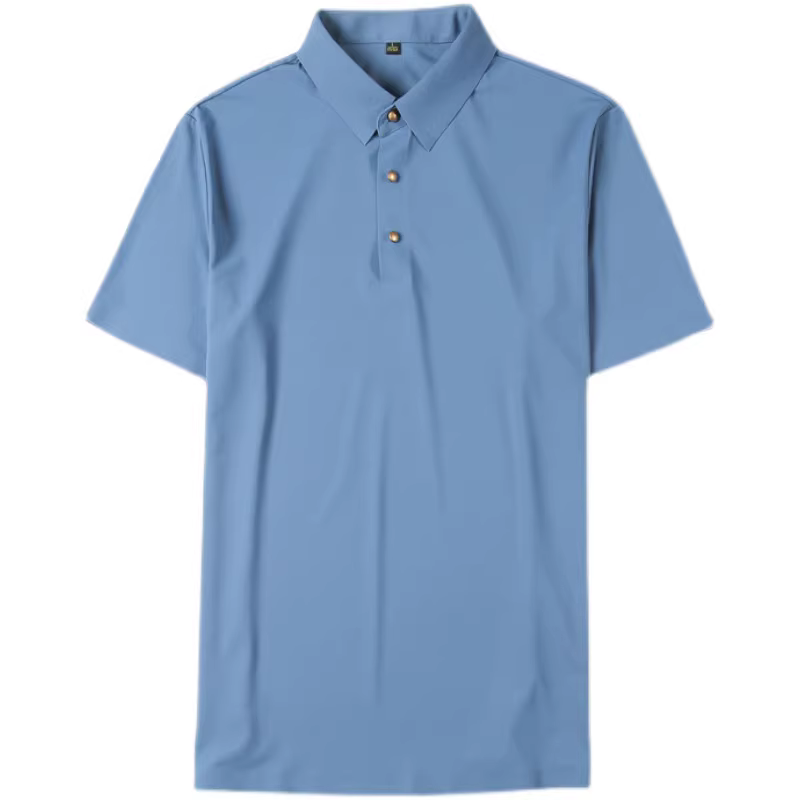 Áo polo lụa băng dành cho nam, tay ngắn, kiểu dáng mỏng mùa hè, độ đàn hồi cao, áo thun liền mạch, cổ bẻ, kiểu dáng ôm vừa vặn cao cấp, hợp thời trang, lịch sự công sở.