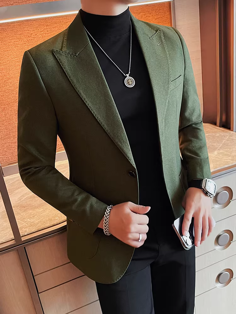 Áo khoác vest kiểu Anh dày dặn dành cho nam, thời trang thu đông mới, kiểu dáng ôm body cao cấp, áo vest công sở sang trọng