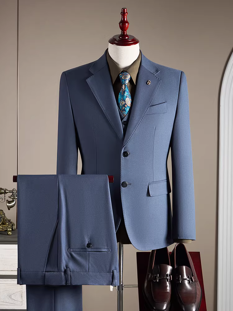 Bộ vest nam cao cấp 10% len, trang phục công sở lịch lãm, kiểu dáng ôm body, size lớn, vest chú rể cưới, bộ ba món