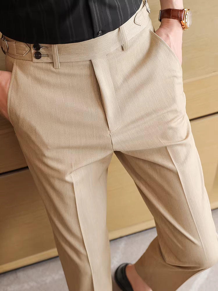 Quần nam giả denim Naples mùa xuân hè mới, quần âu lịch sự, quần vải len Tencel