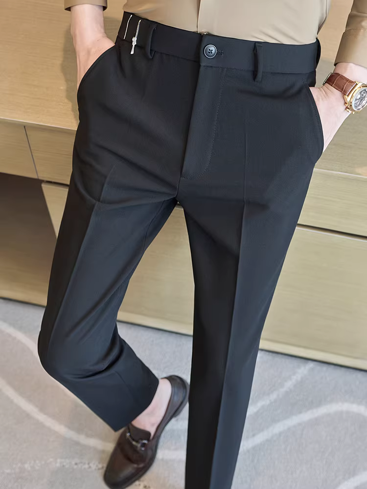 Quần âu nam thiết kế khóa kéo ở eo, kiểu dáng mới thu đông 2025, chất lượng cao, dễ chăm sóc.