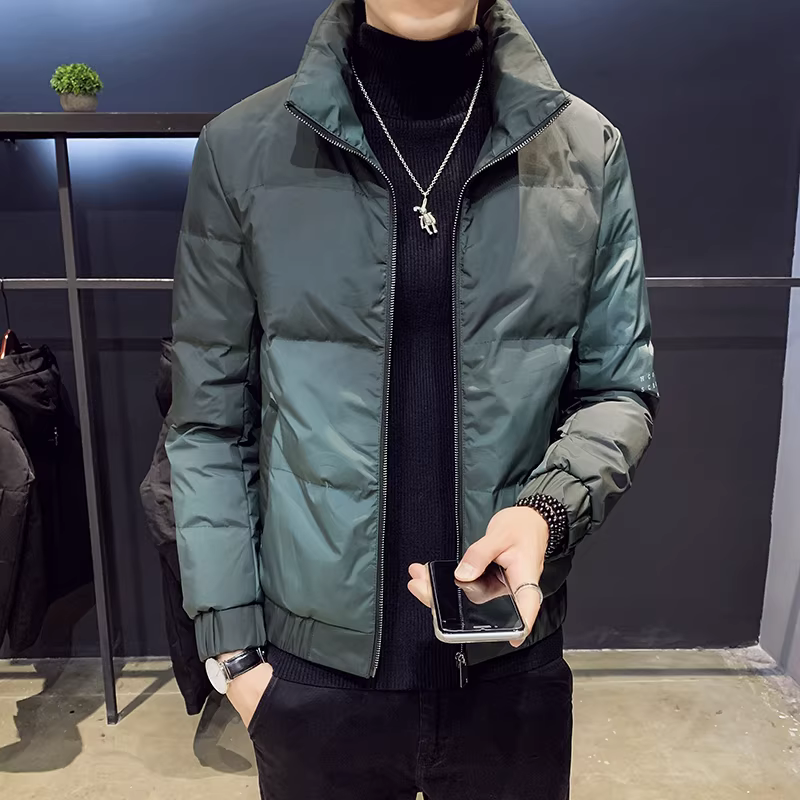 Áo khoác mùa đông nam lót bông, áo khoác bông nhẹ thời trang phổ biến, áo khoác lót bông ngắn phối màu, thương hiệu thời thượng mẫu mới 2025