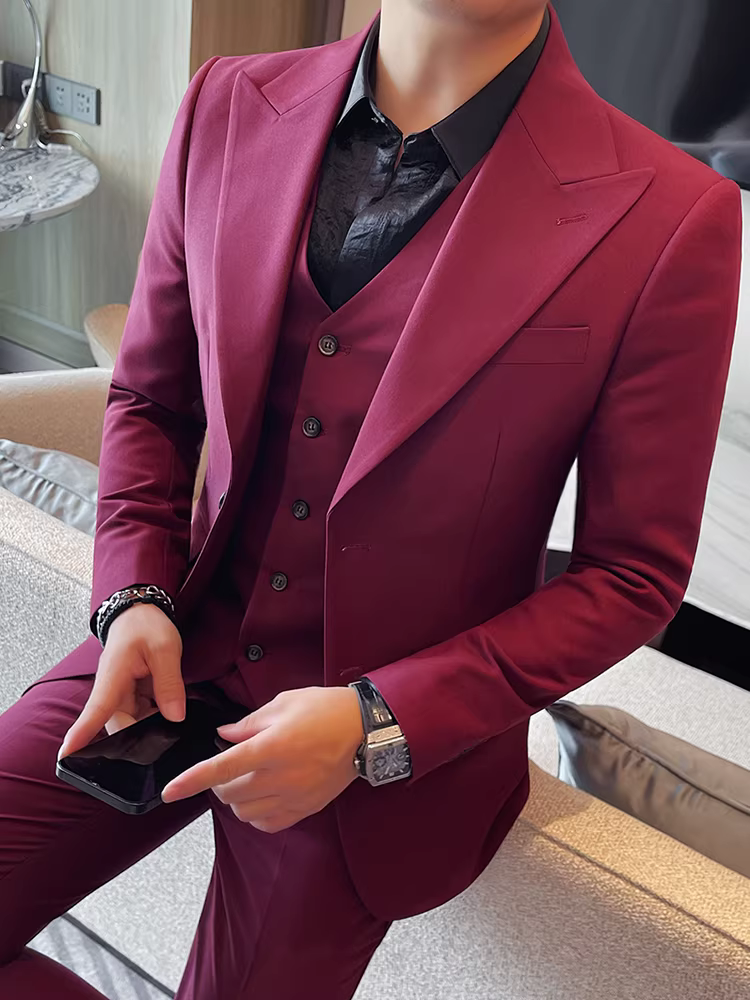 Bộ vest nam cao cấp, thời trang và đa năng, kiểu dáng ôm sát, lịch lãm và mềm mại, dễ chăm sóc, bộ vest ba mảnh phong cách business casual