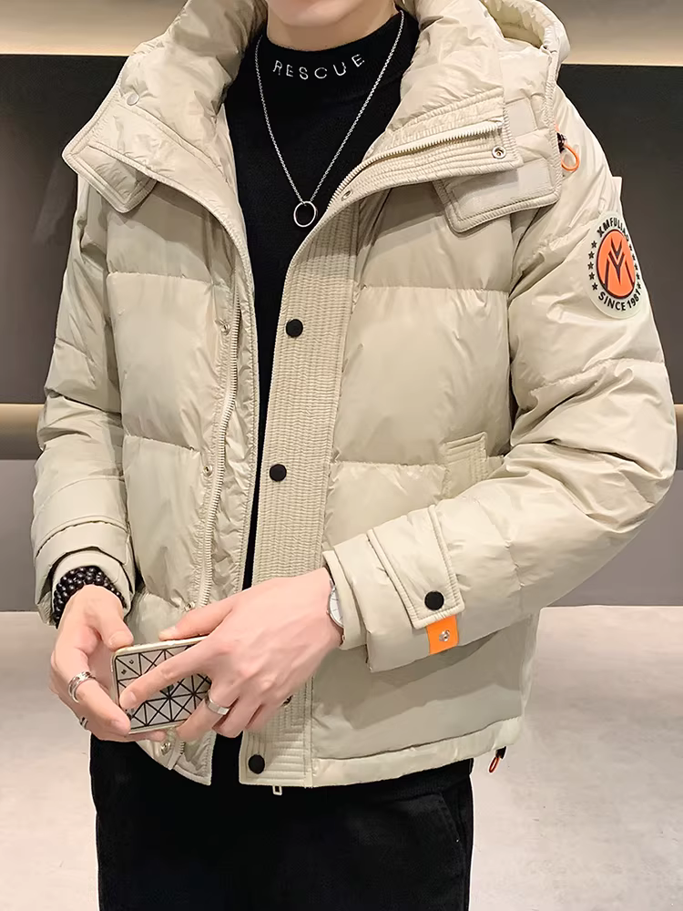 Áo khoác phao dày có mũ dành cho nam, mẫu mới 2024, thương hiệu thời thượng bán chạy, áo khoác mùa đông nhẹ và ấm áp, kiểu dáng thanh lịch và thời trang.