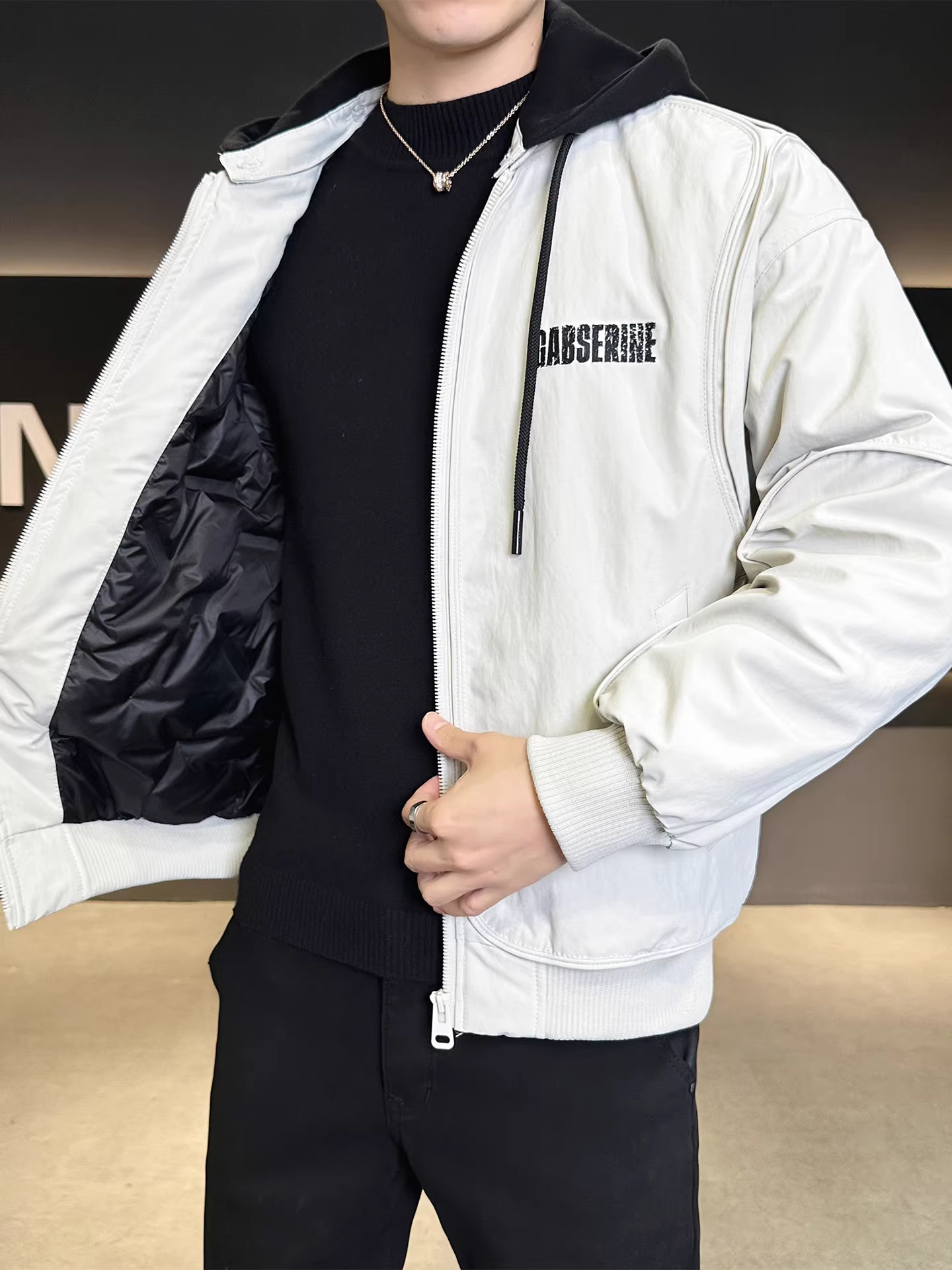 Áo khoác nam tiêu chuẩn quốc gia 50 mẫu dữ liệu áo khoác lông vịt trắng có mũ trùm đầu