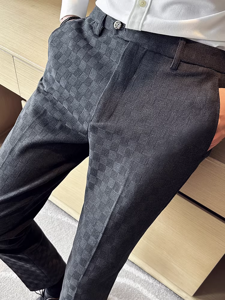 Quần âu kẻ caro nam xuân thu 2025 kiểu mới cao cấp, quần âu dáng suông Hàn Quốc, kiểu dáng ôm body, quần âu kiểu Anh, dáng ống côn