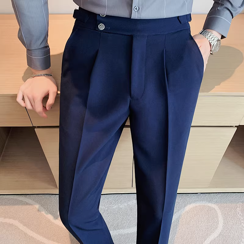 Quần âu nam Naples mùa thu, quần âu ống đứng lưng cao, dáng ôm, không nhăn, quần âu công sở